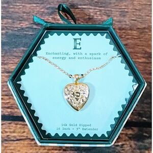 A New Day 14k Gold Dipped Initial E Heart Pendant Necklace Gold Tone New Boxed